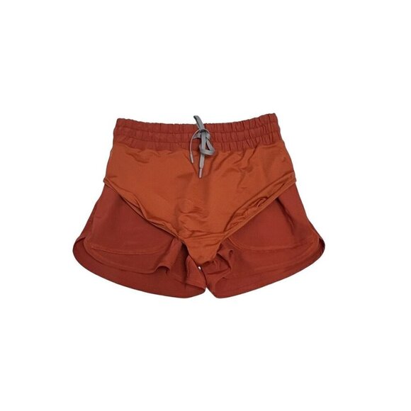 Thrive Societe High Rise Athletic Shorts Size M Burnt Orange Zip Pockets Running - Picture 7 of 16